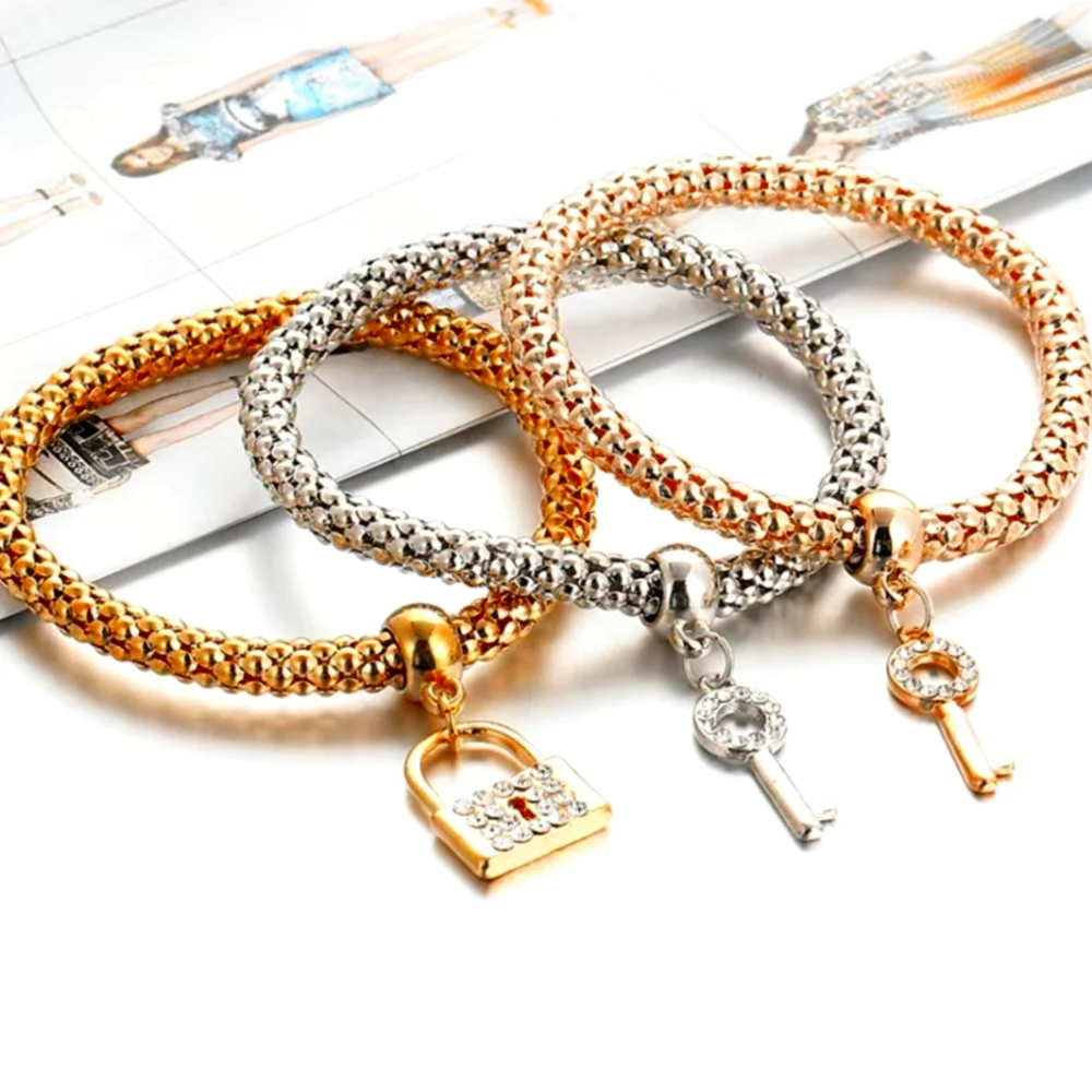 Stackable Bracelets with Lock & Key - Picture 2 of 4